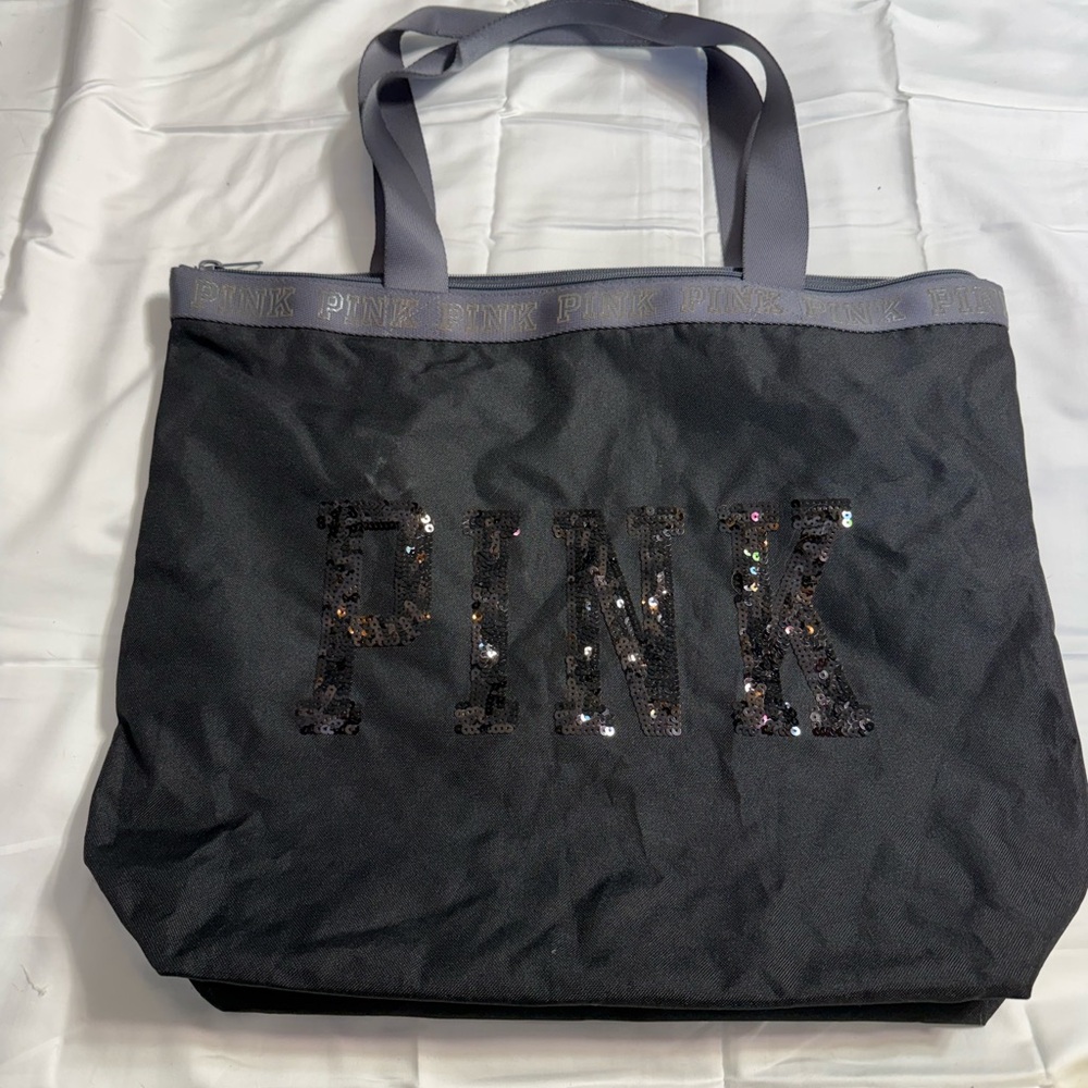 PINK Victoria's Secret Gray and Black Sequin Tote